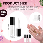 Jinei 150 Pcs Clear Empty Lip Balm Bottles 1.2ml Mini Lip Gloss Tubes, Refillable Containers Transparent Plastic Clear Lip...