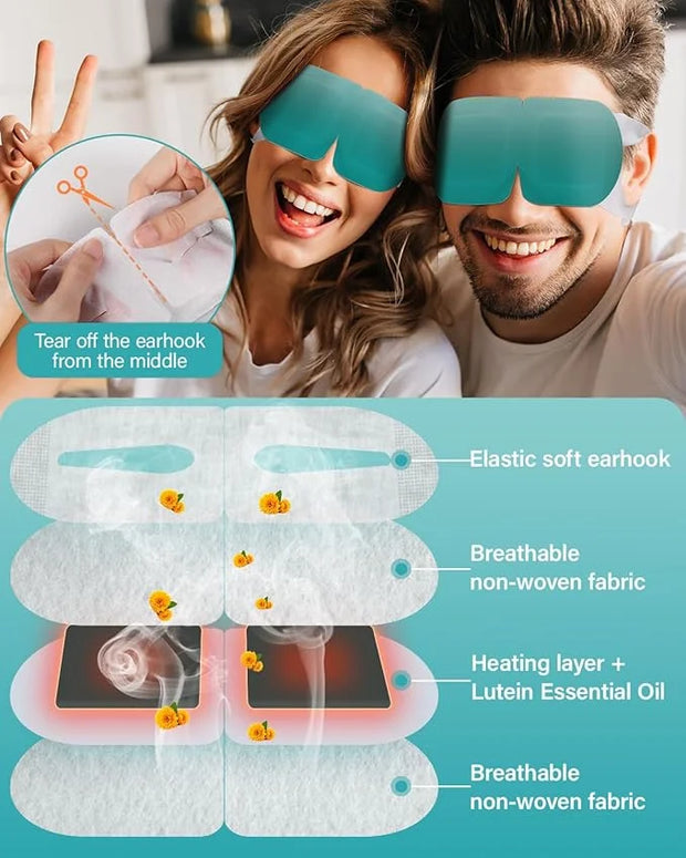 16 Packs Steam Eye Mask Lutein, Heated Eye Masks Bluebell Scent Relaxing Gifts for Women Soothing Eye Fatigue Hot Sleep Ma...