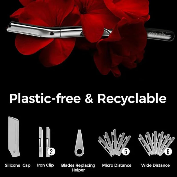 ZOMCHI Eyebrow Razor and Face Razor for Women and Men, Reusable Metal Handle with 11 Refill Blades, Dermaplane Razor with ...
