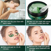 Tiepetly Under Eye Masks with Collagen, Green Tea Eye Patches for Dark Circles and Puffiness, Hydrating, Anti Wrinkle, 60 ...