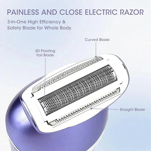 Electric Shavers for Women, 7 in 1 Hair Removal Kit with Epilator Bikini Trimmer Face Razor Body Brush Face Massager Foot ...