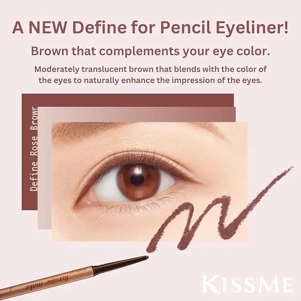 Heroine Make by KISSME Soft Define Waterproof Cream Pencil Eyeliner, Long-Lasting Natural Shades, 0.1g Punched Eyeliner Ov...