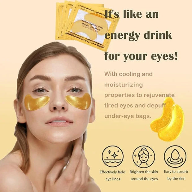30Pairs Lip Mask & Under Eye Mask, 24K Gold Gel Crystal Collagen Eye Pads, Moisturizing Lip Mask Spa Daily Labial Masks, U...