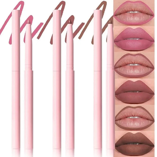 evpct 3Pcs Retractable Lip Liner Pencils Set Pack for Shaping & Sculpting Lips, Pink Chestnut Maroon Dark Taupe Brown Crea...