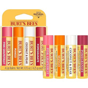 Burt's Bees Lip Balm - Pink Grapefruit, Mango, Coconut & Pear, and Pomegranate Pack, Lip Moisturizer With Beeswax, Tint-Fr...