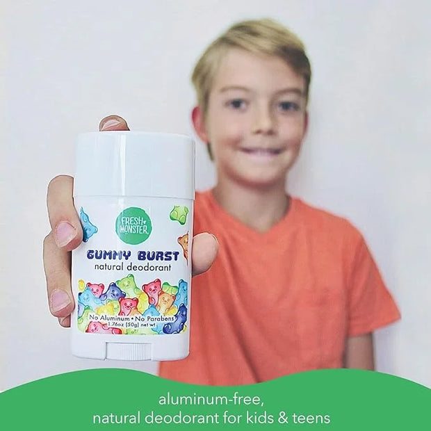 Fresh Monster Natural Deodorant for Kids & Teens, Aluminum Free, Paraben Free, Hypoallergenic Deodorant, Gummy Burst (1.76...