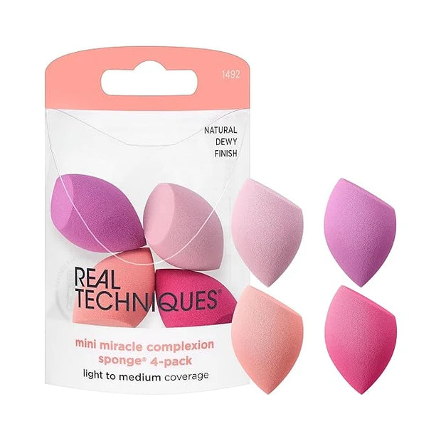 Real Techniques Mini Miracle Complexion Sponge 4 Pack, Small Makeup Blending Sponges, For Foundation & Concealer, Mini Siz...