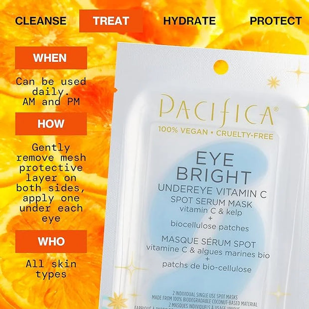 Pacifica Undereye Spot Serum Mask – Bright Eye Vitamin C Mask for Dark Circles & Hydration, Brightening Under Eye Treatmen...