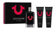 True Religion Men 3-Piece Gift Set - Men's Cologne - 3.4 fl oz EDT,3 oz ml Shower Gel, 3 oz Aftershave Balm - citrus, wood...