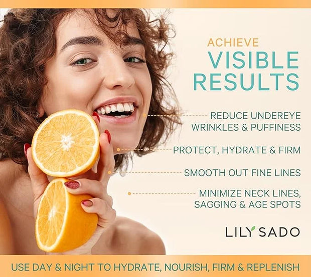 LILY SADO CITRUS KISS™ Vitamin C Moisturizer - Anti-Wrinkle Natural Vegan Daily Face Moisturizing Lotion - Hydrates, Softe...