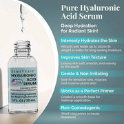 RemeVerse Hyaluronic Acid Serum - 100% Pure Formulation for Face, Lips & Décolleté - Intense Moisture for Dry Skin & Fine ...