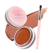 Face Cream Blush, 2-in-1 Lip & Cheek Makeup with Brush, Matte Blush Hydrating Formula, Lightweight, Buildable & Blendable ...