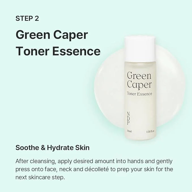 Travel Kit - Mini Travel Size Skincare Essentials - Moringa Hemp Gel Cleanser, Green Caper Toner Essence, Cica Bio-Placent...