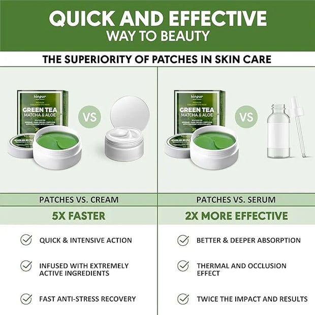 Eye Masks for Dark Circles and Puffiness – Hydrating Eye Patches with Collagen Hyaluronic Acid Green Tea & Aloe - Under Ey...