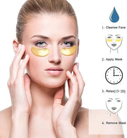 Gold Bio Collagen Crystal Mask Set - 5 Pairs Gold Eye Mask and 5 Pcs Gold Lip Mask, Anti Aging Eye and Lip Mask, - Product...