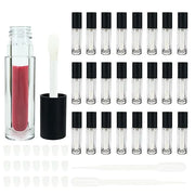 COSIDEA 24 pcs Empty 5ml big brush lip gloss tube black round lipgloss tubes container with big doe foot wand cosmetic pac...