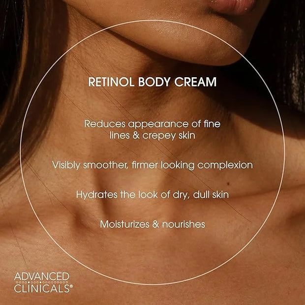 Advanced Clinicals Retinol Body Cream + Hyaluronic Acid Moisturizer 2pc Skincare Set | Face Cream & Body Lotion For Women ...