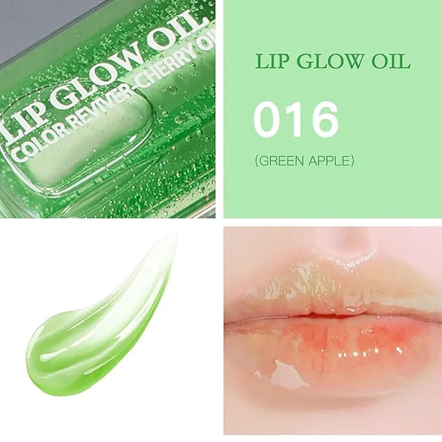 Hydrating Lip Glow Oil, Lip Oil Gloss Transparent Toot Tinted Nourishing Long Lasting Repairing Lightening Lip Lines (GREE...