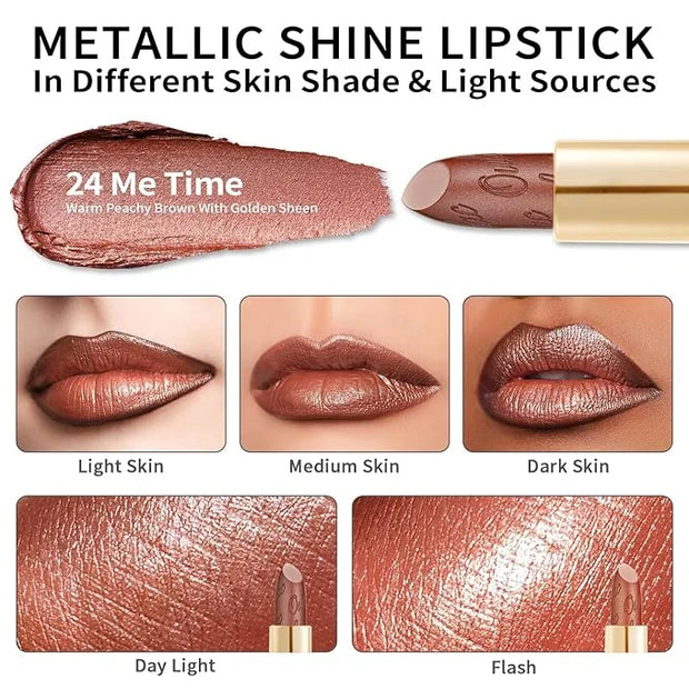 Oulac Glitter Lipstick for Women with Metallic 3D Shine Lightweight Hydrating Formula, High Impact Lip Color, Vegan Beauty...
