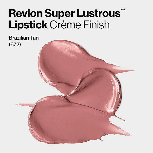 Revlon Super Lustrous Lipstick, Creamy Formula For Soft, Fuller-Looking Lips, Moisturized Feel, 672 Brazilian Tan, 0.15 oz...