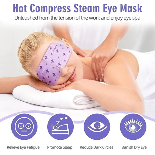 Serfeymi 16 Packs Steam Eye Masks,Disposable Self Heated Warm SPA Moist Eye Mask Compress Pad for Sleeping,Eye Fatigue Rel...