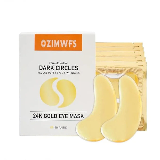 Organic 24K Gold Eye Mask with Collagen. Treatments reduce Puffy Eyes and Dark Circles Reduce Wrinkles and Fine lines - Pr...