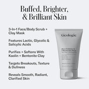 Geologie Micro Exfoliator & Clay Mask | 3-in-1 Deep Cleansing Face Wash, Pore Refining Mask & Skin Exfoliant | Tea Tree & ...