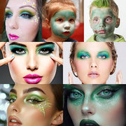 St Patricks Day16 Colors Green Glitter Matte Eyeshadow Makeup Palette,Forest Green Yellow Colorful Eye Shadow Plattet High...