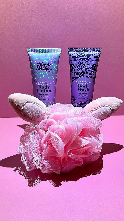 MAD BEAUTY Mystic Magic Rabbit in the Hat Body Trio, 3-in-1 Bath Kit: Exfoliating Loofah, Body Lotion, & Body Wash, Gorgeo...
