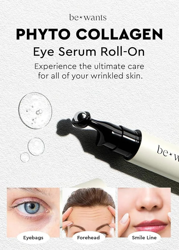 Bewants Instant Eye Bag Remover, Phyto Collagen Roll-On Serum Stick – Refreshing Under Eye Massage with 61% Bamboo Water &...