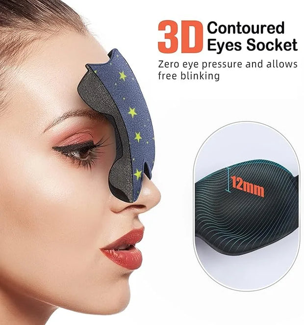 Cute Eye Mask Sleep Mask for Men Women Kids,2 Pack 3D Contoured Cup Sleeping Mask & Blindfold, Concave Molded Night Sleep ...