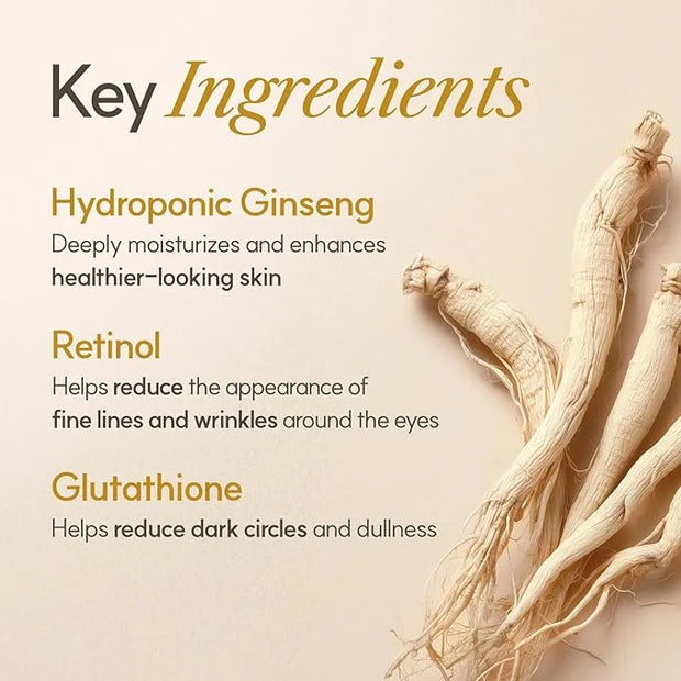 The Face Shop Ginseng Glow Eye Serum - Reduces Visible Dark Circles & Wrinkles, with Korean Ginseng, Retinol, Anti Aging, ...