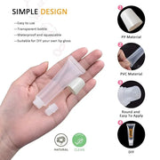 AMORIX 50PCS 10ml Lip Gloss Tubes Clear Empty Lip Balm Containers with White Cap Refillable Soft Cosmetic Squeeze Tubes fo...
