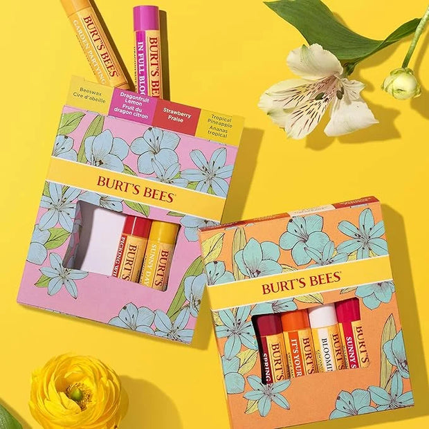 Burt's Bees Gifts Ideas - In Full Bloom Lip Balm Set, Original Beeswax, Dragonfruit Lemon, Tropical Pineapple & Strawberry...