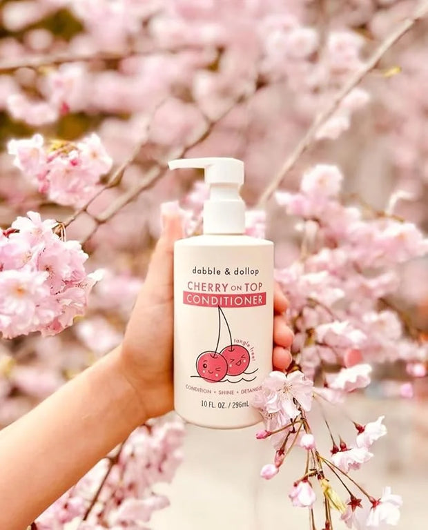Dabble & Dollop Cherry on Top Conditioner - Natural Shine & Detangler for Kids, 100% USA-made, Paraben & Sulfate Free, Veg...