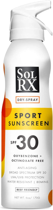 SolRX SPORT SPRAY SPF 30 Sunscreen Spray SPF30, Fragrance Free, Reef Safe Sunscreen, Broad Spectrum Sunscreen for Face and...