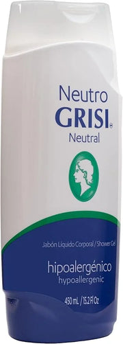 Grisi Neutral Shower Gel, Cleansing Shower Gel, Hypoallergenic, Sensitive Skin, Smother Skin, 2-Pack of 15.2 FL Oz, Bottle...
