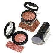 LAURA GELLER NEW YORK Blush-n-Glow Kit - Baked Balance-N-Glow Illuminating Powder Foundation, Deep + Retractable Kabuki Br...