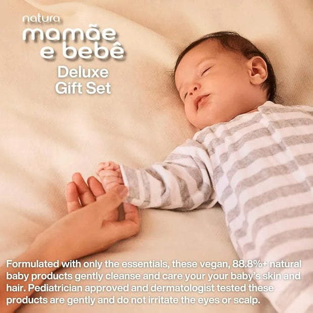 natura - Mamãe e Bebê Deluxe Gift Set - Baby Moisturizer, Cologne & Liquid Soap - 100% Vegan - Natural Origin - All Skin T...
