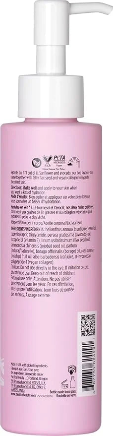 Pacifica Vegan Collagen Body Oil - Moisturizing, Hydrating Massage for Dry Skin, Soft & Radiant Glow, Jasmine Scent, 4 fl ...