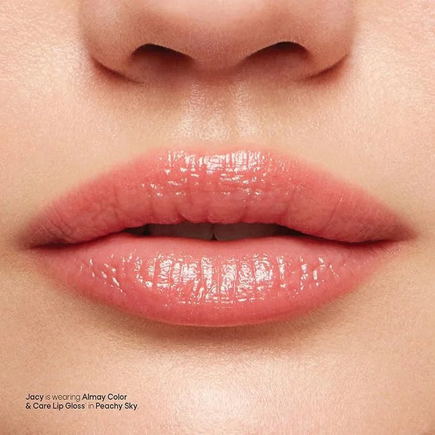 Almay Color & Care Hydrating Lip Gloss, Soft Natural Hues, Prebiotic Complex, Hyaluronic Filling-Sphere Technology, 400 Pe...