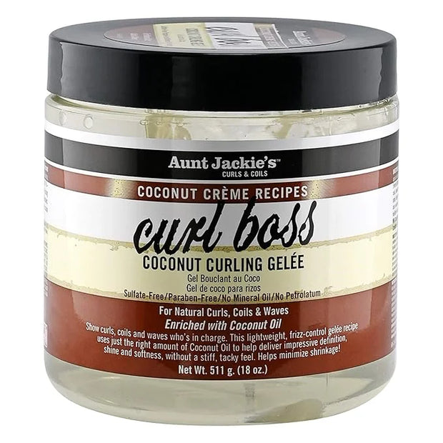 Aunt Jackie's Coconut Crème Recipes Curl Boss Coconut Curling Hair Gel for Natural Curls, Coils and Waves, 18 oz - Product...