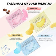 Eye Masks (24 Pairs) - Gifts for Her - Caffeine, 24K Gold and Retinol Under Eye Patches for Puffy Eyes, Dark Circles & Fin...