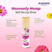 Blossom Roll on Lip Gloss, Scented Clear High Shine Moisturizing Lip Oil, Non Sticky, Infused with Real Flowers, Made in U...