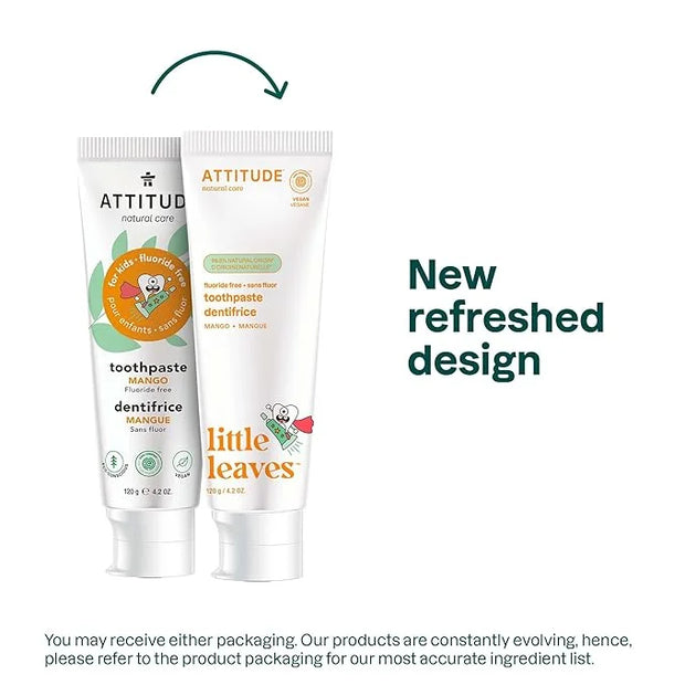 ATTITUDE Fluoride-Free Toothpaste, Plant- and Mineral-Based Ingredients, Vegan, Cruelty-Free and Sugar-Free, Mango 4.2 Oz ...