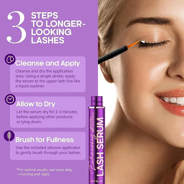 Enhancing Lash Serum for Eyelash Growth with Keratin and Biotin Peptides, Hyaluronic Acid, Creatine for Longer, Fuller, Th...