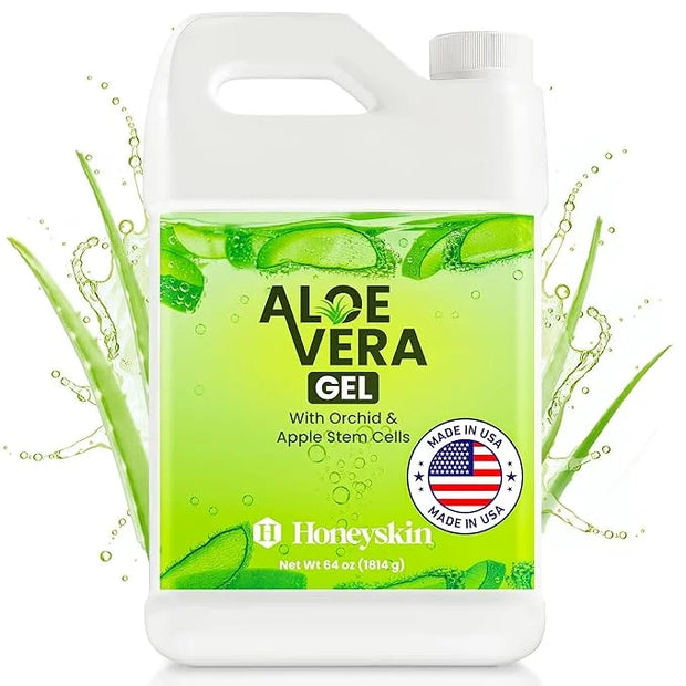 Organic Aloe Vera Gel - 100% Pure for Skin, Sunburn Relief & Face Moisturizer - Extracted from Aloe Vera Plant with Manuka...