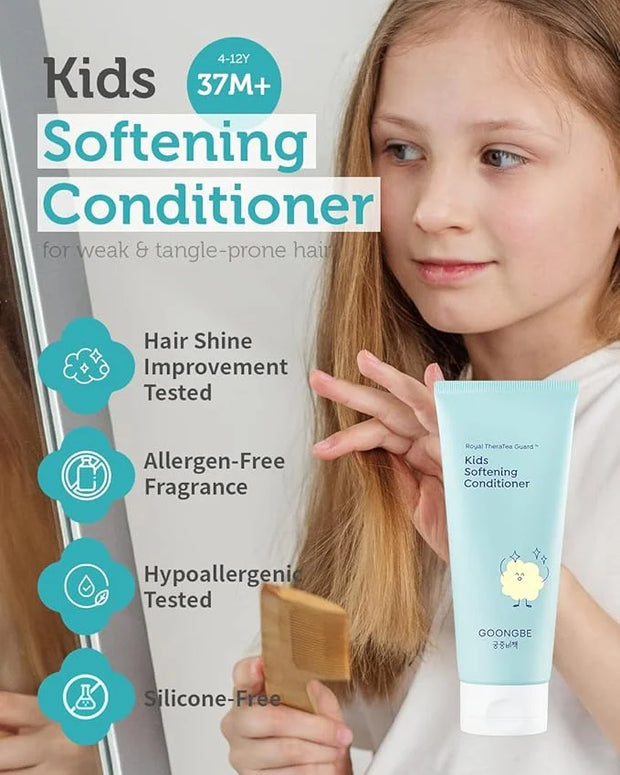 Kids' Softening Hair Conditioner - Korean Kids Glossy Hair Conditioner for Weak, Frizzy and Tangle Prone Hair - Silicone-F...