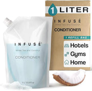 1 Liter Conditioner Refill Bag For Soap Dispensers | Bulk Toiletries for Vacation Rentals, and Home Bathroom Showers | Whi...