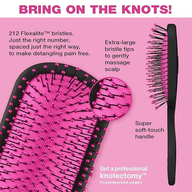 The Knot Dr. hair brush by Conair - Detangling hair brush - Removes Knots and Tangles in wet or dry hair- Black Neon w/Tra...